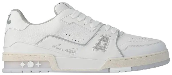 Louis Vuitton Trainer White Grey Signature