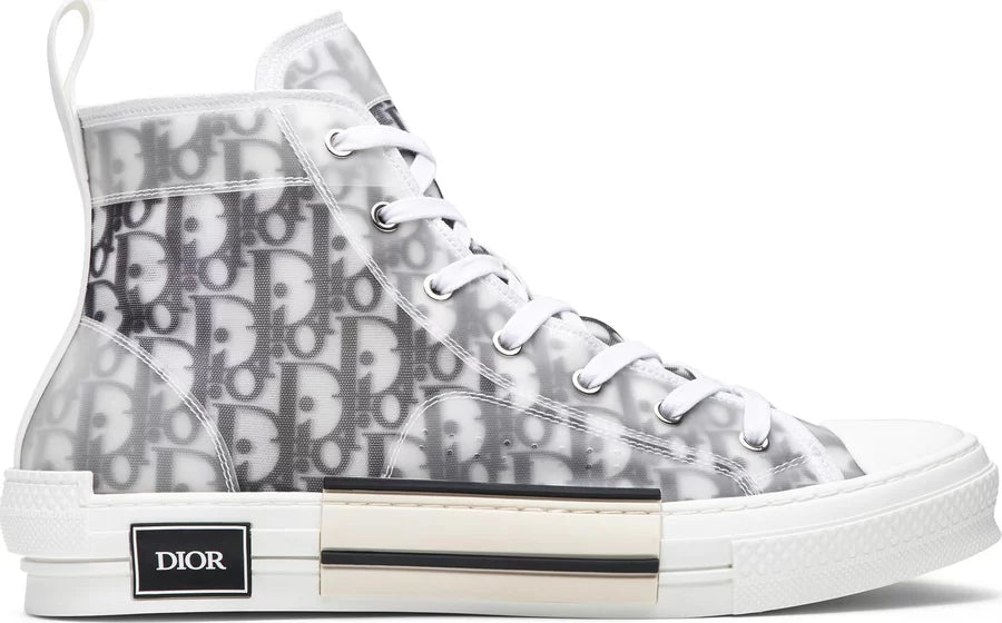 B23 High-Top Sneaker White and Navy Blue Dior Oblique Canvas