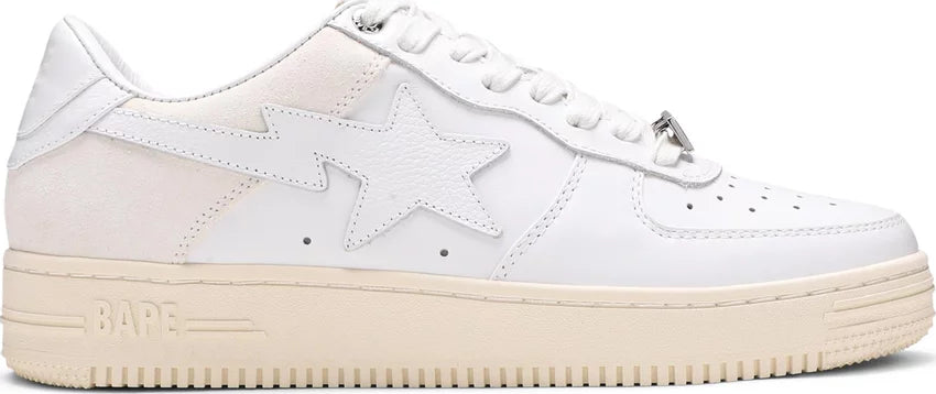 A Bathing Ape Bape Sta Low Suede Heel White