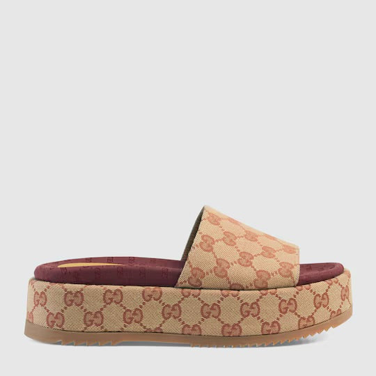 Gucci GG Supreme Platform Sandal Dark Red (Women's)