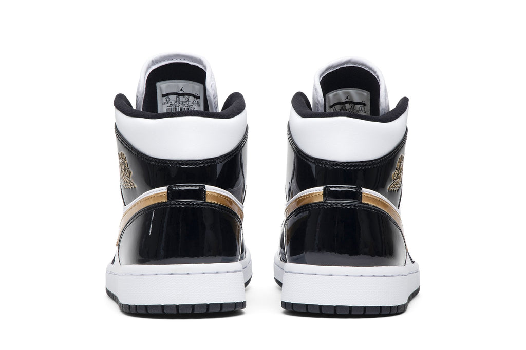 Jordan 1 Mid Patent Black White Gold - 852542-007